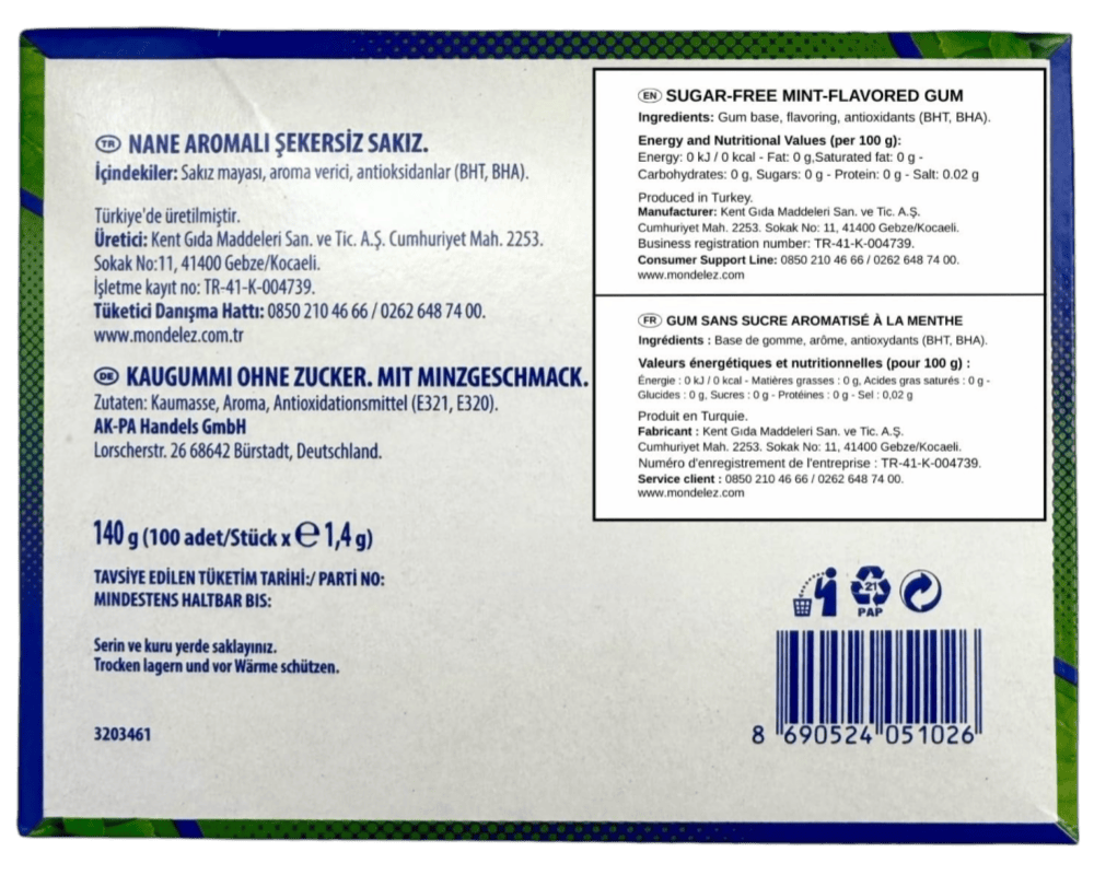 Falim Gum ingredients
